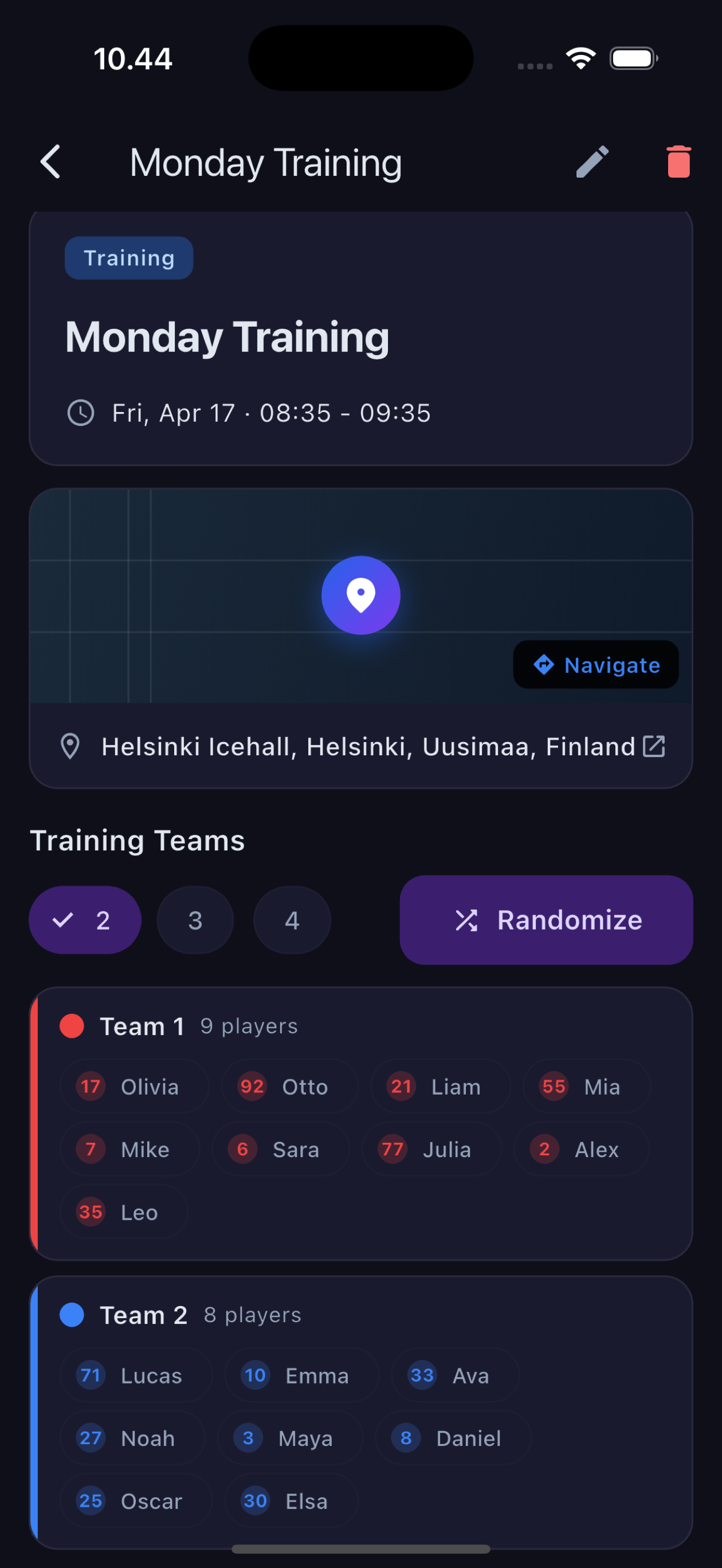 Training teams